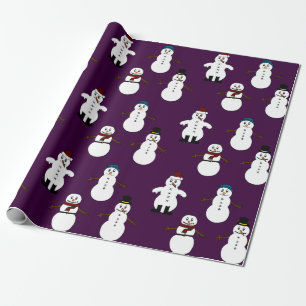 gift wrap Wrapping Paper purple snowman Christmas Cadeaupapier