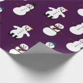 gift wrap Wrapping Paper purple snowman Christmas Cadeaupapier (Hoek)