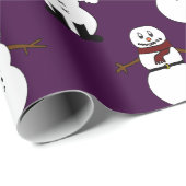 gift wrap Wrapping Paper purple snowman Christmas Cadeaupapier (Rol Hoek)
