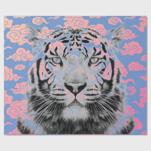 GIFT WRAPPER MET PINK JAPANESE CLOUDS CADEAUPAPIER (Vlak)