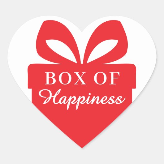 Gift Wrapping “Box of Happiness” | Cute Red  Hart Sticker (Voorkant)