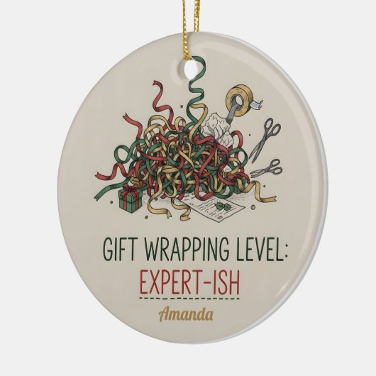 Gift Wrapping Level Expert-ish Funny Christmas Keramisch Ornament (Links)