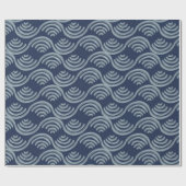 GIFT WRAPPING PAPER BLUE JAPANESE WAVE PATTERN CADEAUPAPIER (Vlak)