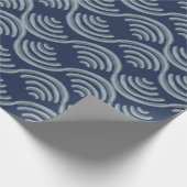 GIFT WRAPPING PAPER BLUE JAPANESE WAVE PATTERN CADEAUPAPIER (Hoek)