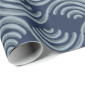 GIFT WRAPPING PAPER BLUE JAPANESE WAVE PATTERN CADEAUPAPIER (Rol Hoek)
