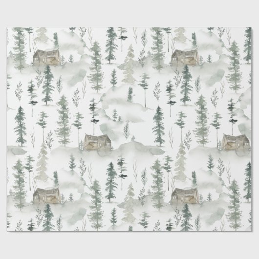 Gift Wrapping Paper Rustic Forest Mountain Cabin Cadeaupapier (Vlak)