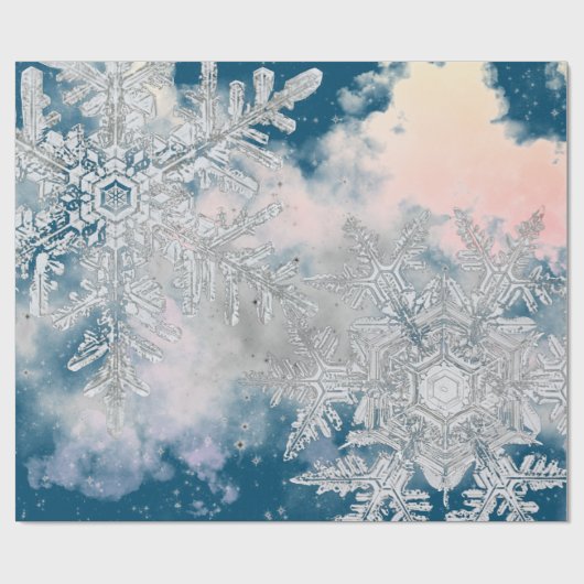 GIFT WRAPPING WILSON BENTLEY SNOWFLAKS IN CLOUDS CADEAUPAPIER (Vlak)