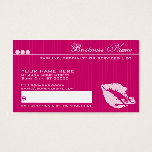 giftcard voor lippen visitekaartje (Voorkant)