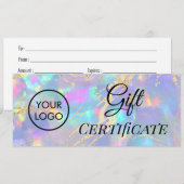 giftcertificaat met opal textuur logo (Voorkant / Achterkant)