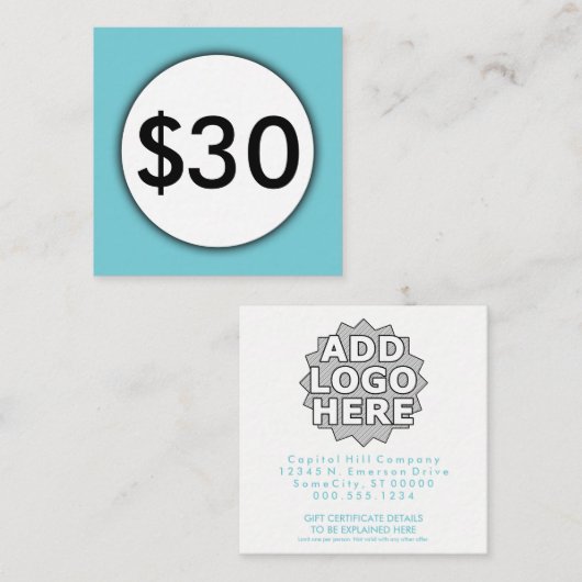 giftecertificaat blauwe plek kortingskaartje (Voorkant / Achterkant)