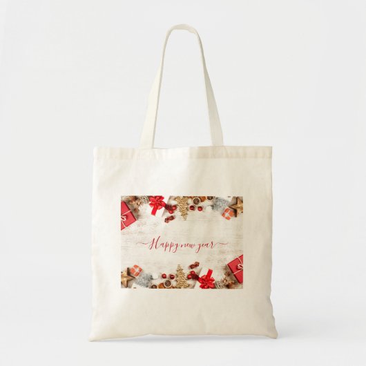Giften en bubbels met kerstCanvas tas (Voorkant)
