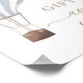 Giften en Kaarten Blue Hot Air Ballon Baby shower Poster (Hoek)