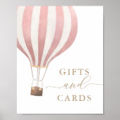 Giften en Kaarten Roze Hot Air Ballon Baby shower Poster (Voorkant)