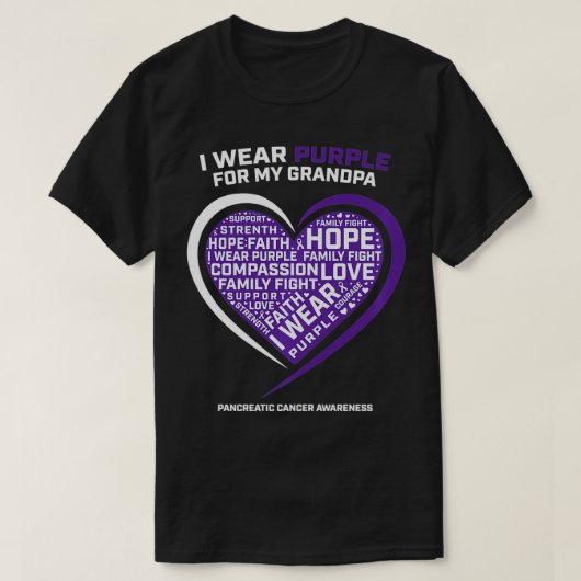 Giften Products Paars Grandpa pancreatic Cancer Aw T-shirt (Design voorkant)