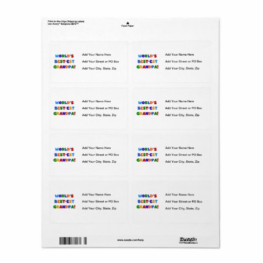 Giften van de Kleuren van de Opa van het Etiket (Full Sheet)