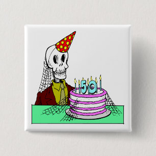Giften van de Verjaardag van skeletten de 50ste Vierkante Button 5,1 Cm