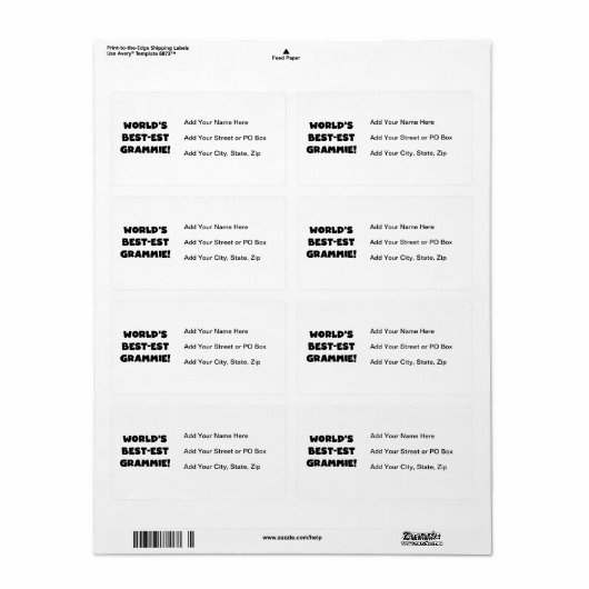 Giften van Grammie van het best-est-Beste van de Etiket (Full Sheet)