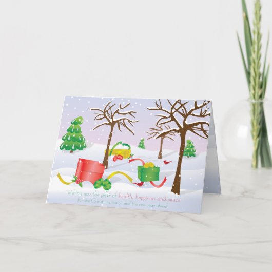 Giften van Kerstmis Feestdagen Kaart (Voorkant)