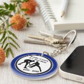 Giften voor blauw en wit rustelteam of uw KLEUREN Sleutelhanger (Voorkant Rechts)