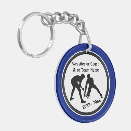 Giften voor blauw en wit rustelteam of uw KLEUREN Sleutelhanger (Voorkant Links)