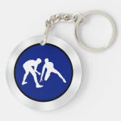 Giften voor blauw en wit rustelteam of uw KLEUREN Sleutelhanger (Achterkant)