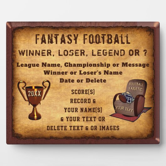 Giften voor Fantasy Football Lovers, Winners, Lose Fotoplaat (Voorkant)