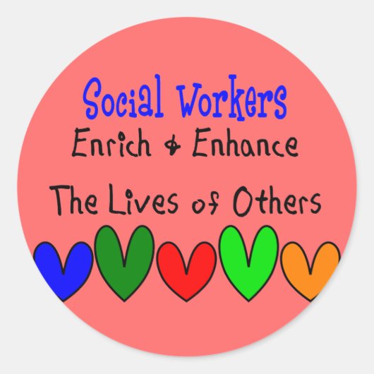 Giften voor maatschappelijk werkers ronde sticker (Voorkant)