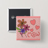 Giften voor maatschappelijk werkers vierkante button 5,1 cm (Voorkant /achterkant)