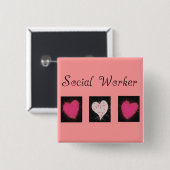 Giften voor maatschappelijk werkers vierkante button 5,1 cm (Voorkant /achterkant)