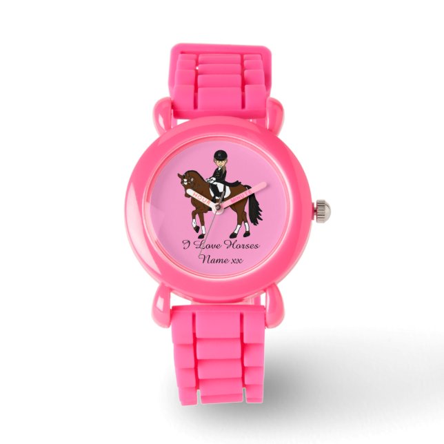 Giften voor meisjes - Ik hou van paarden - dressag Horloge (Voorkant)