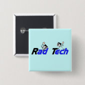 Giften voor radiologietechnicus "Rad Tech" Vierkante Button 5,1 Cm (Voorkant /achterkant)