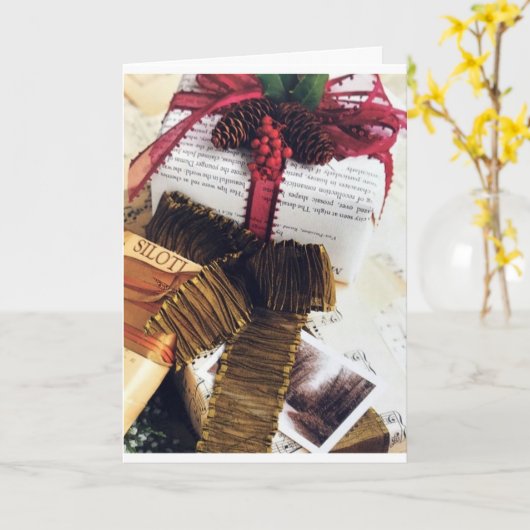 GIFTEN ZIJN GEWRAPPEN/TREE IS GEREMD MERRY CHRISTM KAART (Gele Bloem)