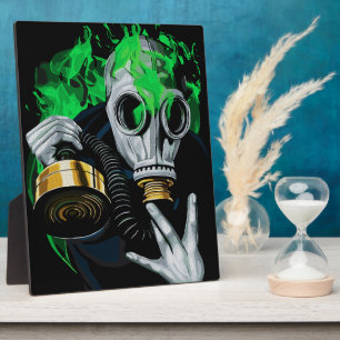 Giftgas Masker: Neon Vlammen Fotoplaat