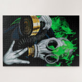 Giftgas Masker: Neon Vlammen Legpuzzel (Horizontaal)