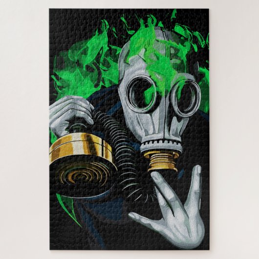Giftgas Masker: Neon Vlammen Legpuzzel (Verticaal)