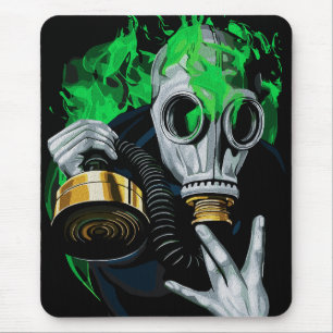 Giftgas Masker: Neon Vlammen Muismat