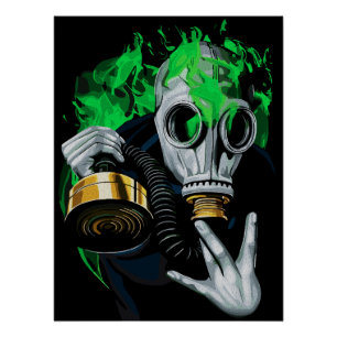 Giftgas Masker: Neon Vlammen Perfect Poster