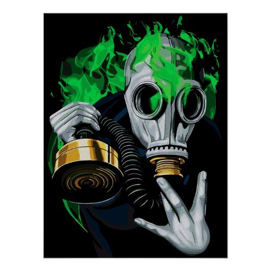 Giftgas Masker: Neon Vlammen Perfect Poster (Voorkant)