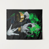 Giftgas Masker: Neon Vlammen Wandkleed (Voorkant (horizontaal))
