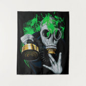 Giftgas Masker: Neon Vlammen Wandkleed (Voorkant)