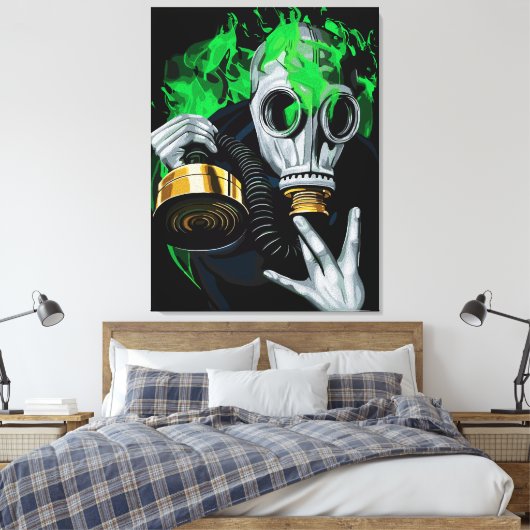 Giftig gasmasker: Neon Flames Canvas Afdruk (Insitu (Slaapkamer))