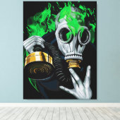 Giftig gasmasker: Neon Flames Canvas Afdruk (Insitu (Houten vloer))