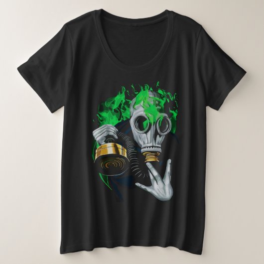Giftig gasmasker: Neon Flames Grote Maat T-shirt (Design voorkant)