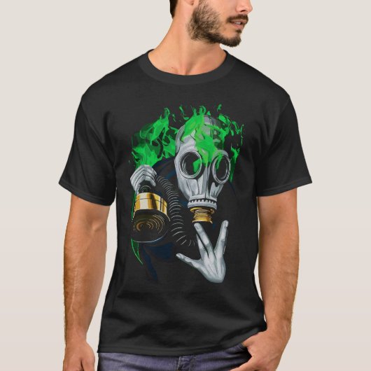 Giftig gasmasker: Neon Flames T-shirt (Voorkant)