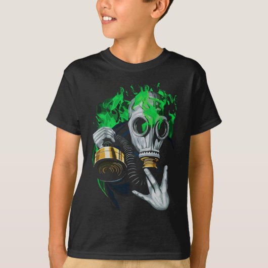 Giftig gasmasker: Neon Flames T-shirt (Voorkant)
