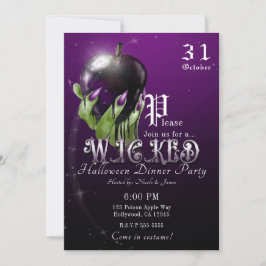 Giftige Appel Boosaardige Heks Paarse Halloweenfee Kaart