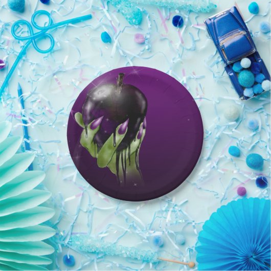 Giftige appel Boze Heks Paarse Halloween-feest Papieren Bordje (Feest)