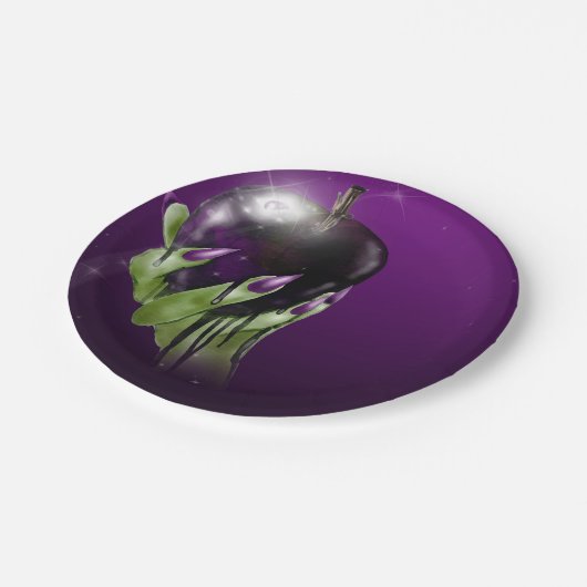 Giftige appel Boze Heks Paarse Halloween-feest  Papieren Bordje (Gekanteld)