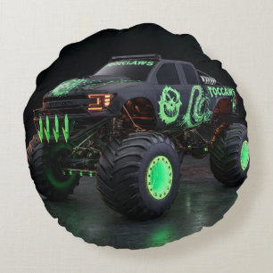 Giftige Bio-Pantser Monstertruck - Neon Groen Cybe Rond Kussen