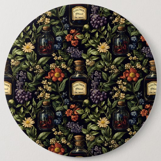 Giftige Bloemblaadjes Ronde Button 6,0 Cm (Voorkant)